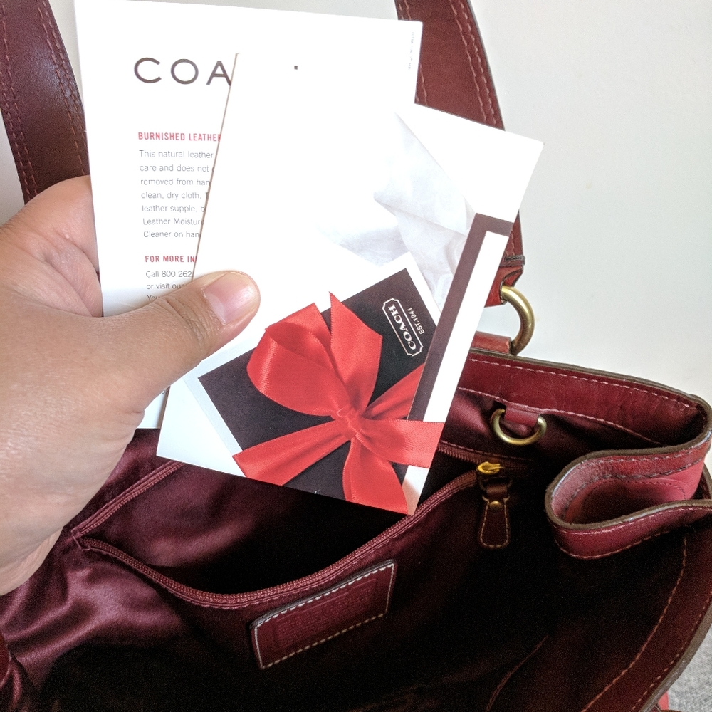 ๐ Coach Hampton Burgundy Perforated Leather Tote - Picture 8 of 8